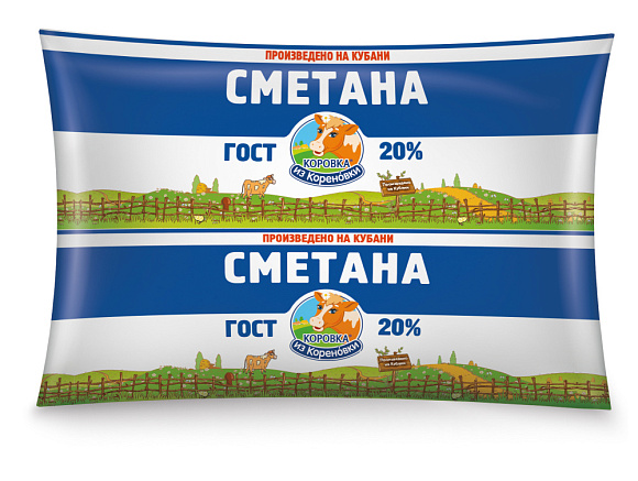 Сметана 20,0%, 180 г полипак, КизК