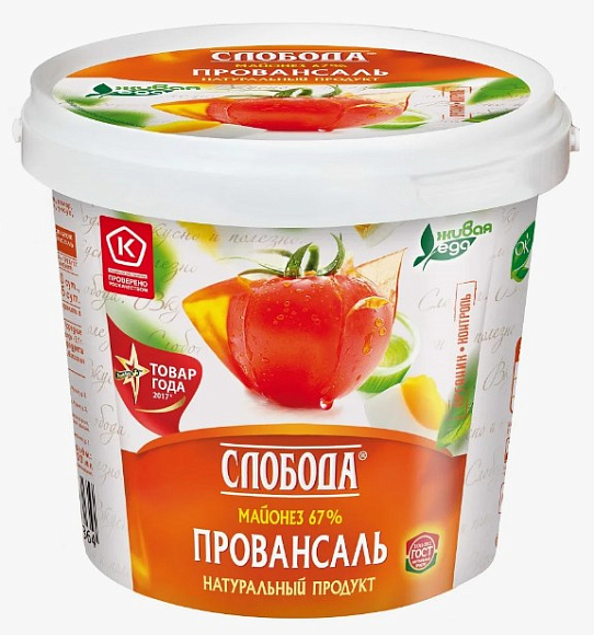 Майонез Провансаль 67%, 900мл, ведро, Слобода (12шт)