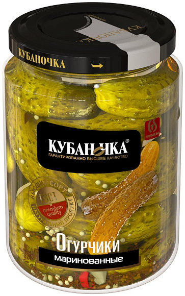 Огурцы маринованные, 720г, ст/б, Кубаночка (8шт)